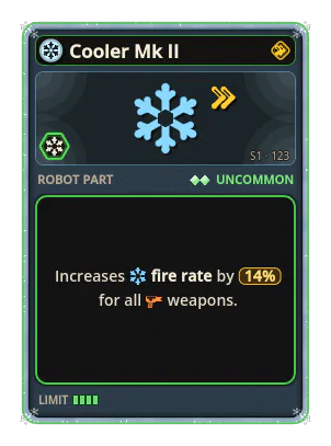Cooler Mk II: +14% Fire rate of all weapons