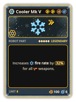 Cooler Mk V: +32% Fire rate of all weapons