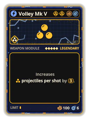 Volley Mk V: +3 emissions per shot
