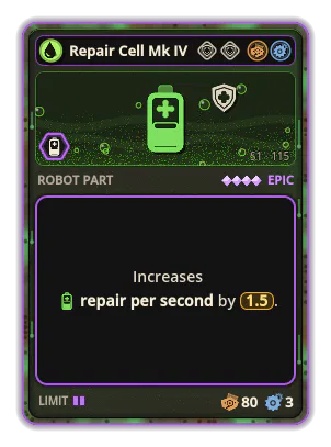 Repair Cell Mk IV: +1.5 Repair per second