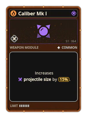 Caliber Mk I: Projectile size +15%
