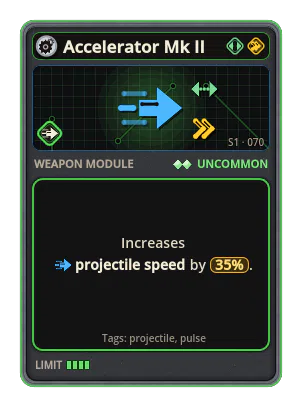 Accelerator Mk II: Projectile speed +35%