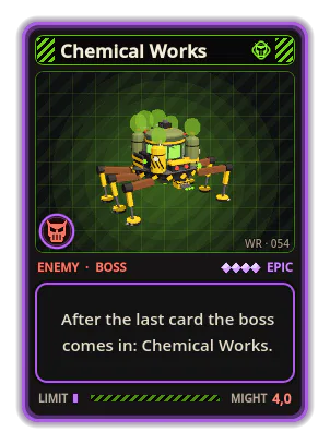 Chemical Works: After the last card the boss comes in: Chemical Works.