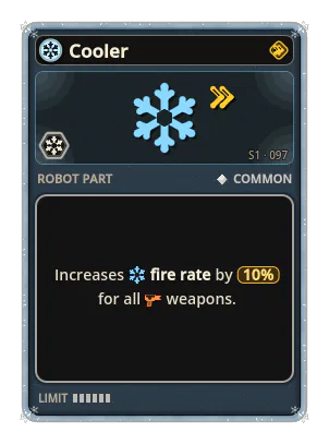 Cooler: +10% Fire rate of all weapons
