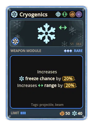 Cryogenics: Ice · chance 20% Range +20%