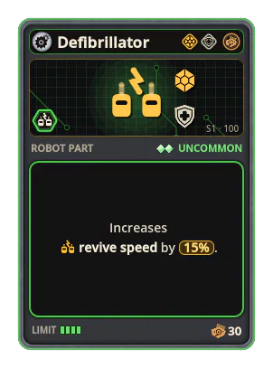 Defibrillator: +15% Revive speed