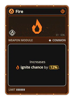 Fire: A chance for a bullet that sets enemies on fire. Fire · chance 12%