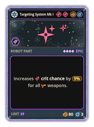 Targeting System Mk IV: +9% Crit chance of all weapons