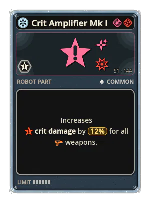 Crit Amplifier Mk I: +12% Crit damage of all weapons