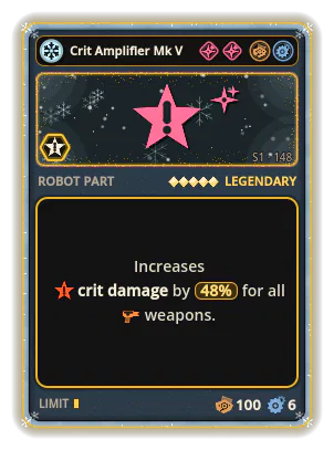 Crit Amplifier Mk V: +48% Crit damage of all weapons