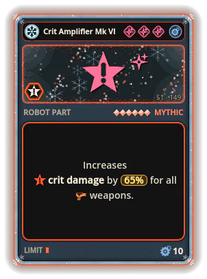 Crit Amplifier Mk VI: +65% Crit damage of all weapons