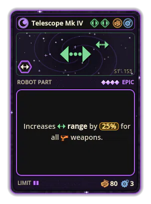 Telescope Mk IV: +25% Range of all weapons