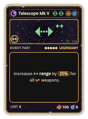 Telescope Mk V: +35% Range of all weapons