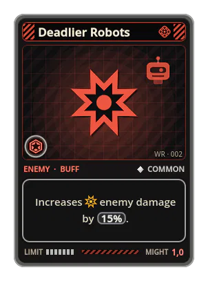 Deadlier Robots: Increases enemy damage by 15%.