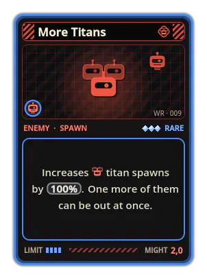 More Titans: Increases titan spawns by 100%. One more of them can be out at once.