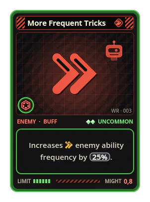 More Frequent Tricks: Increases enemy ability frequency by 25%.