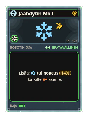 Jäähdytin Mk II: +14% Kaikkien aseiden tulinopeus
