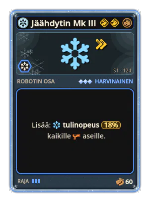 Jäähdytin Mk III: +18% Kaikkien aseiden tulinopeus