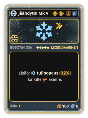 Jäähdytin Mk V: +32% Kaikkien aseiden tulinopeus