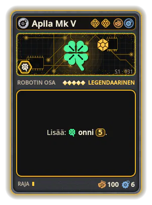 Apila Mk V: +5 Onni (paremmat kortit)