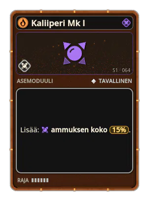 Kaliiperi Mk I: Ammuksen koko +15%