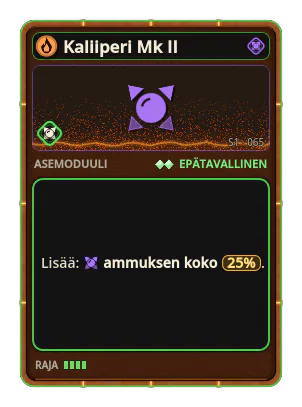 Kaliiperi Mk II: Ammuksen koko +25%