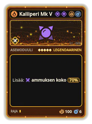 Kaliiperi Mk V: Ammuksen koko +70%