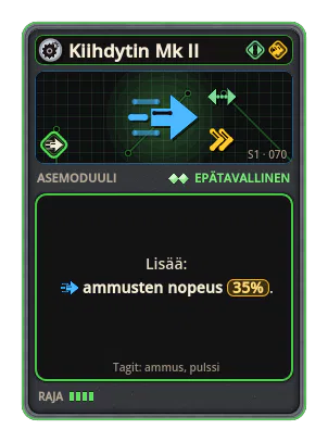 Kiihdytin Mk II: Ammusten nopeus +35%
