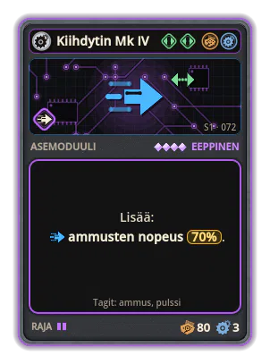 Kiihdytin Mk IV: Ammusten nopeus +70%