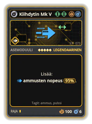 Kiihdytin Mk V: Ammusten nopeus +95%