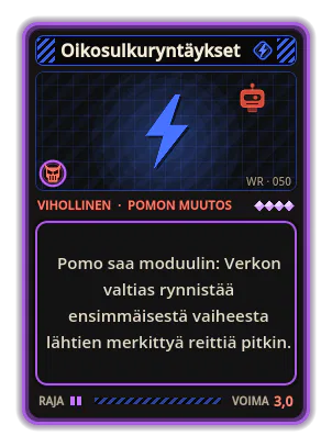 Oikosulkuryntäykset: Pomo saa moduulin: Verkon valtias rynnistää ensimmäisestä vaiheesta lähtien merkittyä reittiä pitkin.