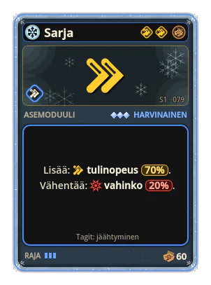 Sarja: Tulinopeus +70% −Vahinko −20%