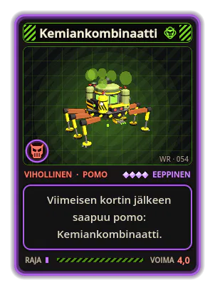 Kemiankombinaatti: Viimeisen kortin jälkeen saapuu pomo: Kemiankombinaatti.