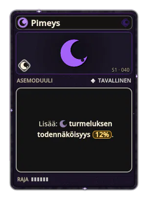 Pimeys: Mahdollisuus ammukseen, joka turmelee viholliset: ne ottavat enemmän vahinkoa, ja kuollessaan ne räjähtävät ja turmelevat naapurinsa. Pimeys · mahd. 12%