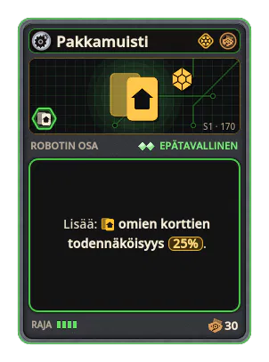 Pakkamuisti: +25% Omien korttien todennäköisyys