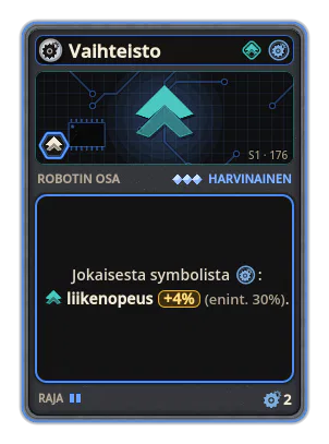 Vaihteisto: +4% Liikenopeus jokaisesta kuvakkeesta: Rattaat (enint. +30%)