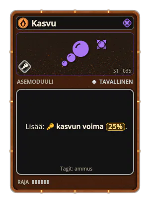 Kasvu: Ammus kasvaa lennossa. Kasvu · voima 25%