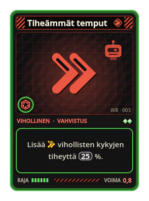 Tiheämmät temput: Lisää vihollisten kykyjen tiheyttä 25 %.
