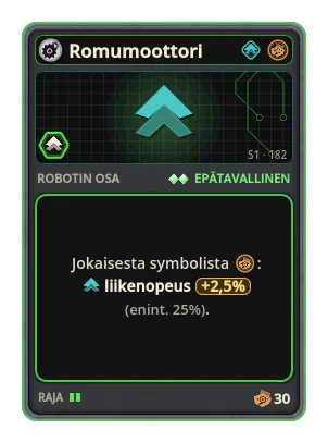 Romumoottori: +2,5% Liikenopeus jokaisesta kuvakkeesta: Romu (enint. +25%)