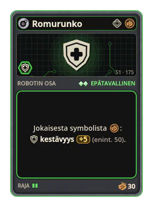 Romurunko: +5 Kestävyys jokaisesta kuvakkeesta: Romu (enint. +50)