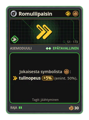Romuliipaisin: +5% Tulinopeus jokaisesta kuvakkeesta: Romu (enint. +50%)