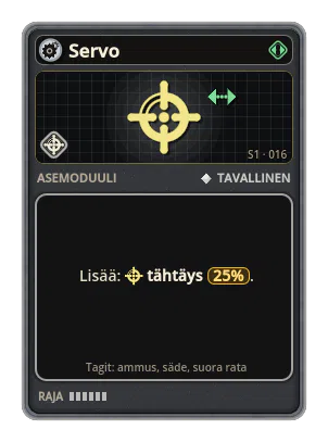 Servo: Tähtäimellinen ase kääntyy nopeammin kohteeseen. Tähtäys +25%