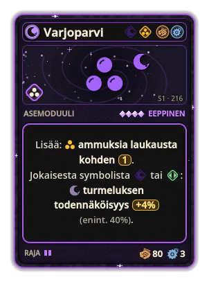 Varjoparvi: +1 emissio / laukaus +4% Pimeys jokaisesta kuvakkeesta: Pimeys / Lento (enint. +40%)