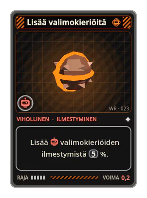 Lisää valimokieriöitä: Lisää valimokieriöiden ilmestymistä 5 %.