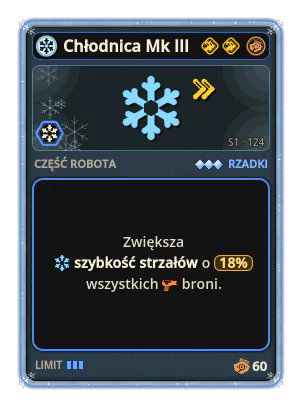 Chłodnica Mk III: +18% Szybkość strzałów wszystkich broni