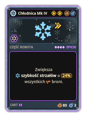 Chłodnica Mk IV: +24% Szybkość strzałów wszystkich broni
