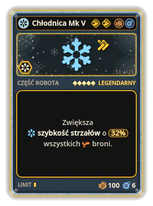 Chłodnica Mk V: +32% Szybkość strzałów wszystkich broni
