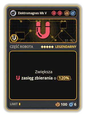 Elektromagnes Mk V: +120% Zasięg zbierania
