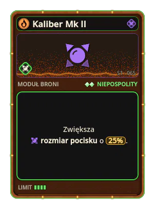 Kaliber Mk II: Rozmiar pocisku +25%