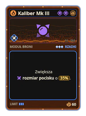 Kaliber Mk III: Rozmiar pocisku +35%
